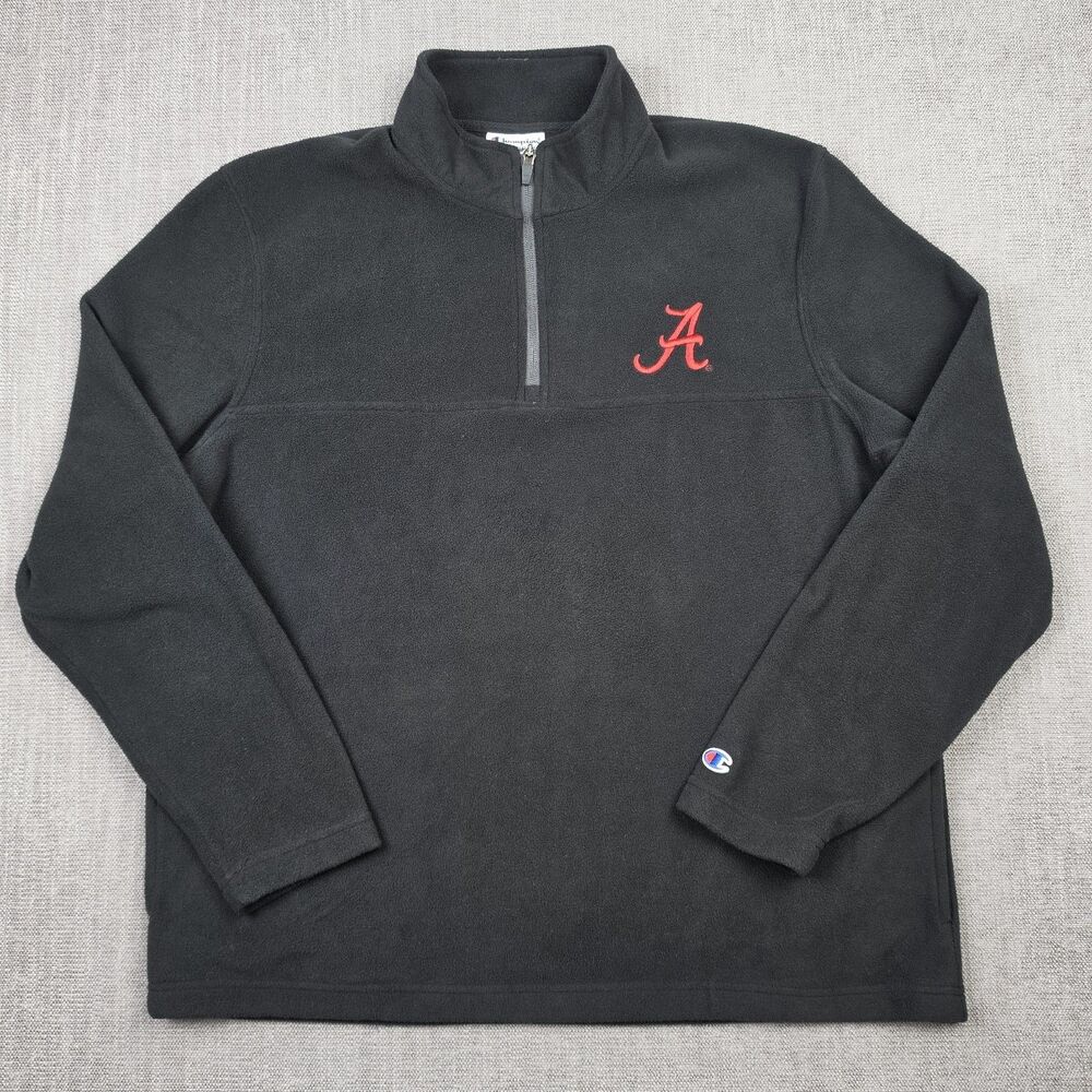 Champion Alabama Crimson Tide Mens Large 1/4 Zip Fleece Jacket Black